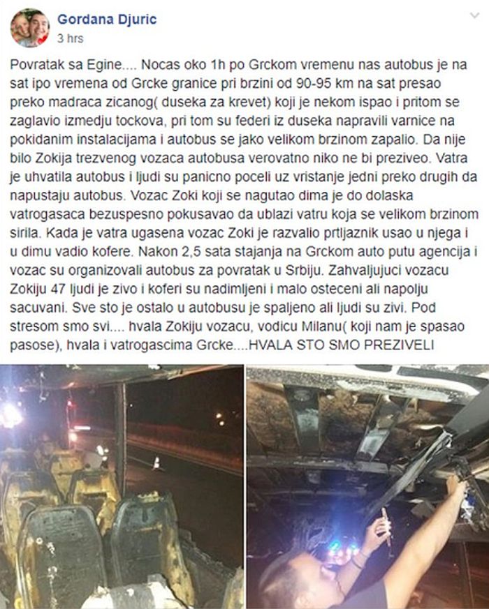 Zapalio se autobus u kom su bili turisti iz Srbije, svi bez povreda