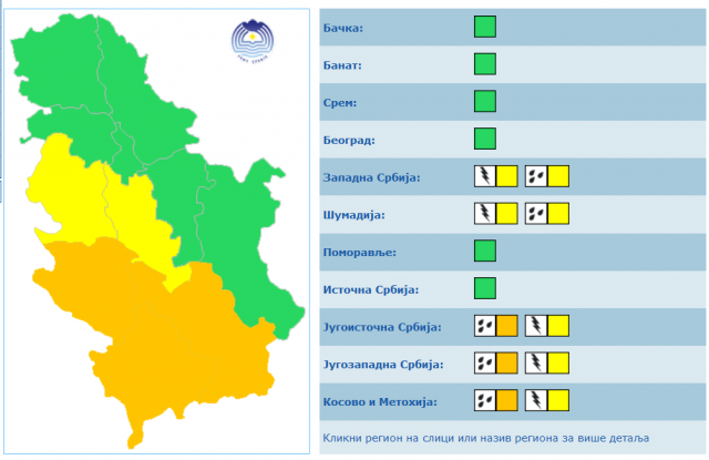 RHMZ upozorenje: Pljuskovi, grmljavina, moguća izlivanja reka