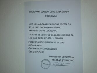 Još ogreva za penzionere na teritoriji grada Požarevca!