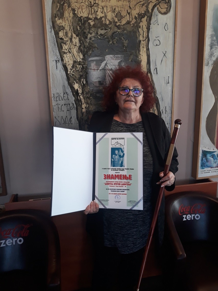 Poslednji dobitnik „Milivojevog štapa“ glumica Slavica Maletić, u sredu dodela „Milivojevog šešira“