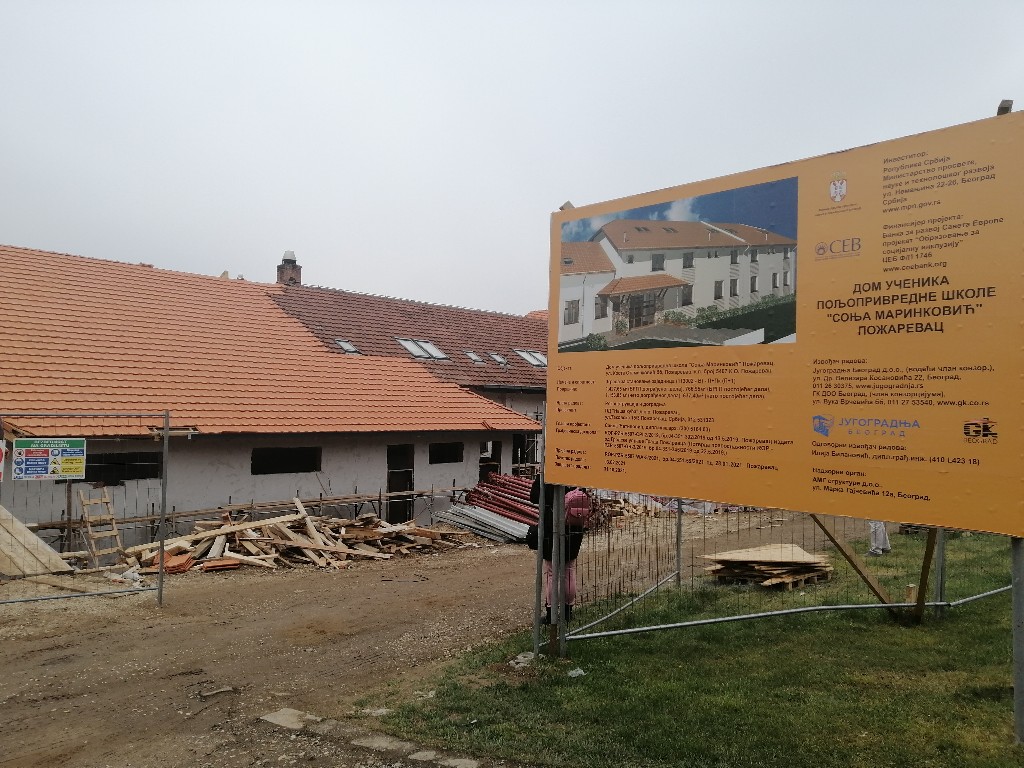 Ministar prosvete obišao radove na Domu učenika Poljoprivredne škole u Požarevcu